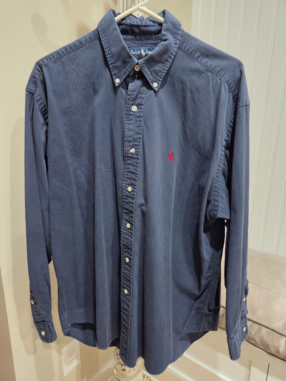 Men's Polo Ralph Lauren Blake Shirt Large Button Down Long Sleeves Blue Cotton